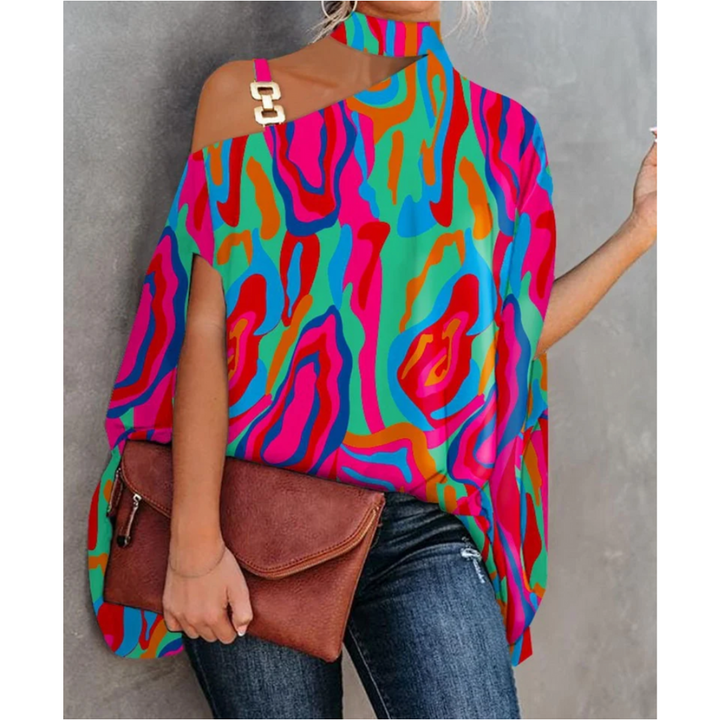 Sandy | Vibrant Striped Off Shoulder Ladies Tunic Top 3