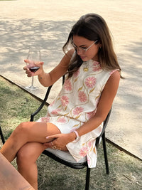Lucille | Abito senza maniche in lino con stampa floreale