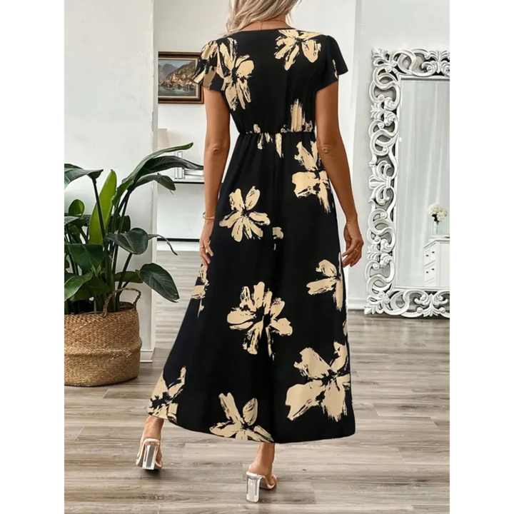 Sara | Elegant Botanical Print Wrap Maxi Dress 1