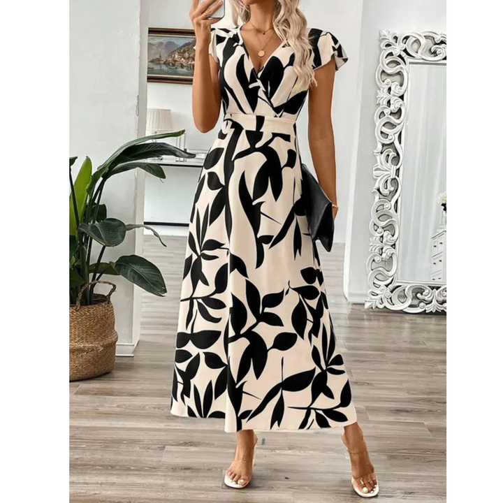 Sara | Elegant Botanical Print Wrap Maxi Dress 2