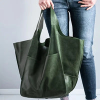 Harper | Oversized Vegan Leather Tote Bag with Magnetic Closure