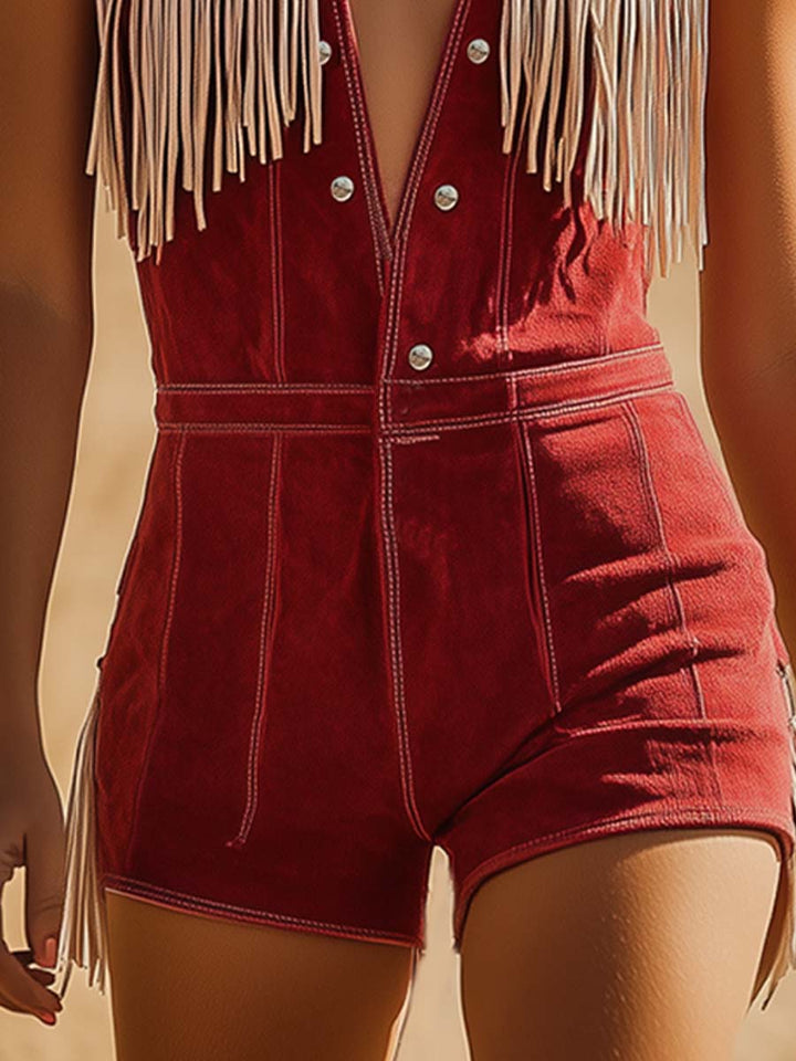 Scarlett | Bold and Dynamic Western Fringe Shorts Jumpsuit 4