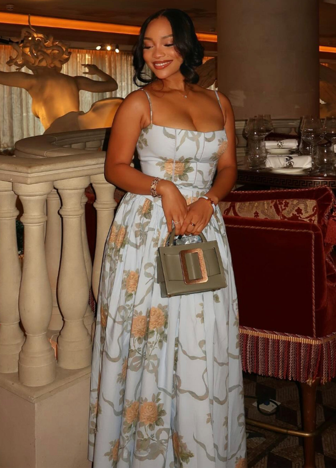 Seraphina | Elegant Floral Midi Women's Dress for Wedding Guests 0