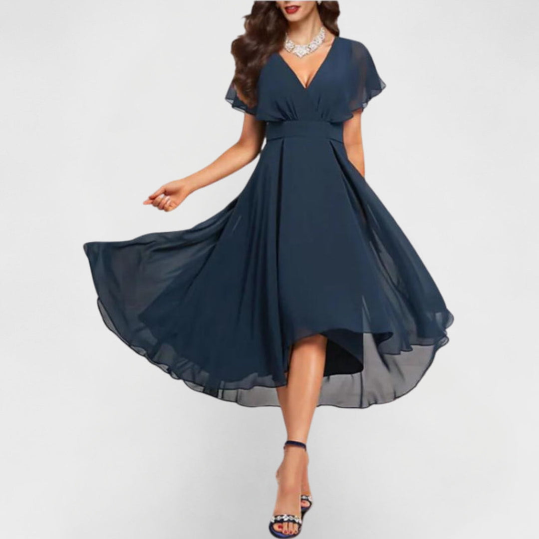 Seraphina | Elegant V-Neck Flutter Midi Dress 1
