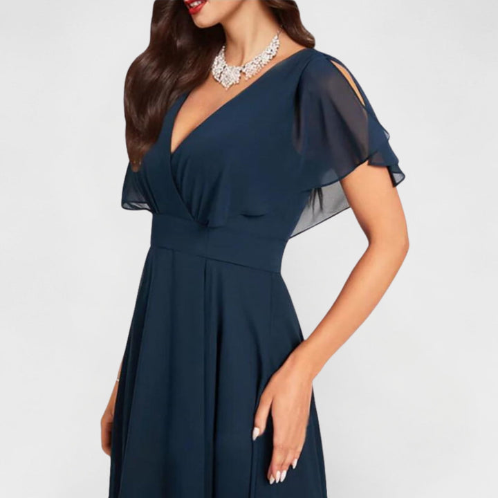 Seraphina | Elegant V-Neck Flutter Midi Dress 2