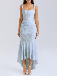 Isabella | Corset Jacquard Lace Mermaid Midi Dress