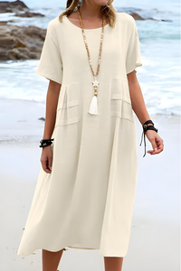 Aria | Elegante abito midi a strati con tasche