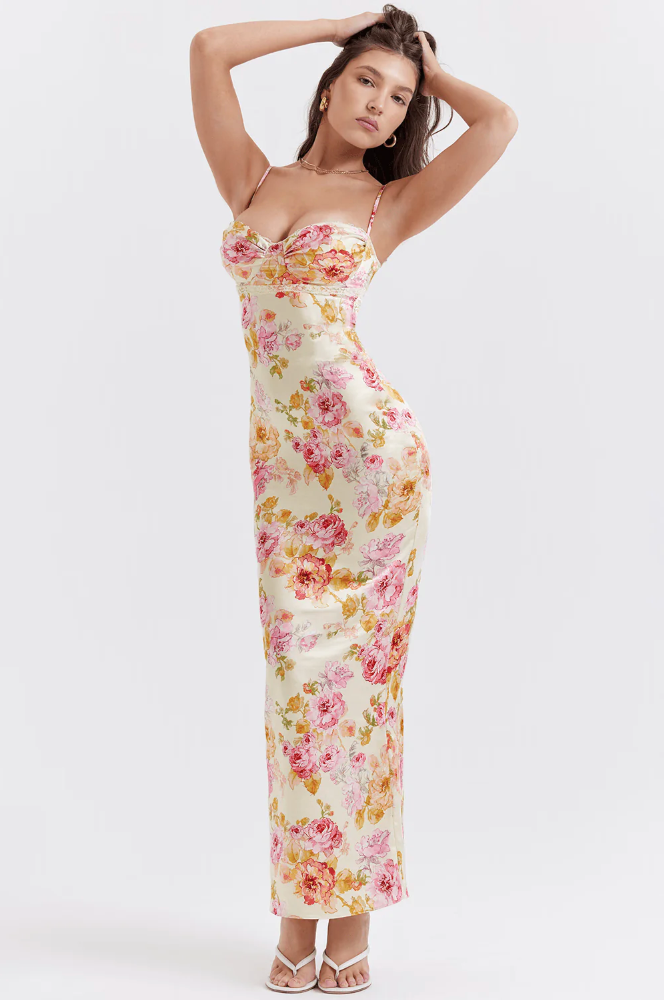 Sienna | Floral Dress Wedding Guest Summer Elegant Spaghetti Strap Fit 2