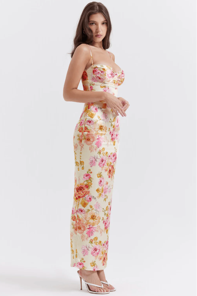 Sienna | Floral Dress Wedding Guest Summer Elegant Spaghetti Strap Fit 4