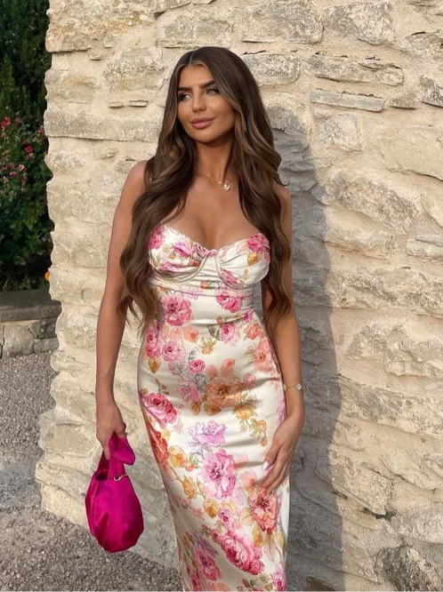 Sienna | Floral Dress Wedding Guest Summer Elegant Spaghetti Strap Fit 5
