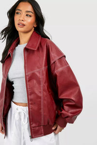 Martha | Vibrant Oversized Vegan Leather Jacket