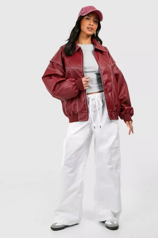 Sienna | Vibrant Oversized Vegan Leather Jacket 4