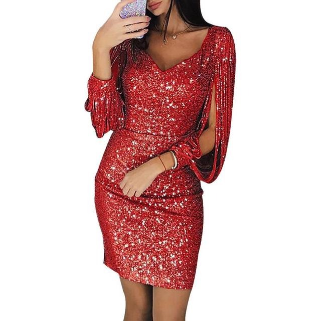 Sloane | Party Dress Cocktail Dress Elegant V-Neck Sequined Fit 1