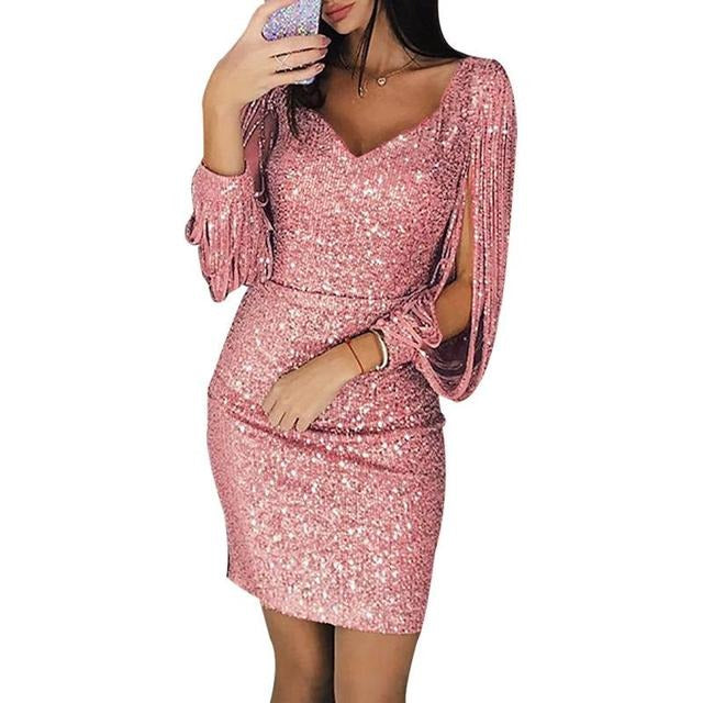 Sloane | Party Dress Cocktail Dress Elegant V-Neck Sequined Fit 2
