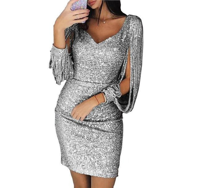 Sloane | Party Dress Cocktail Dress Elegant V-Neck Sequined Fit 4