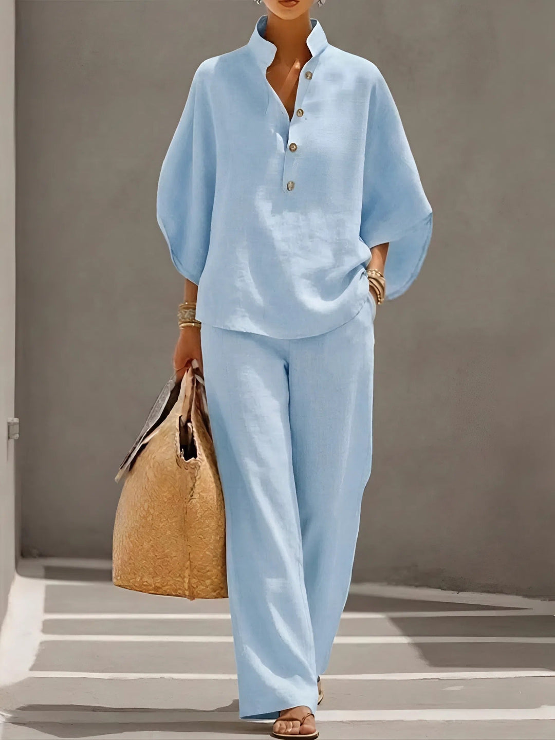 Sophia | Elegant And Breathable Relaxed Button-Up Set 3