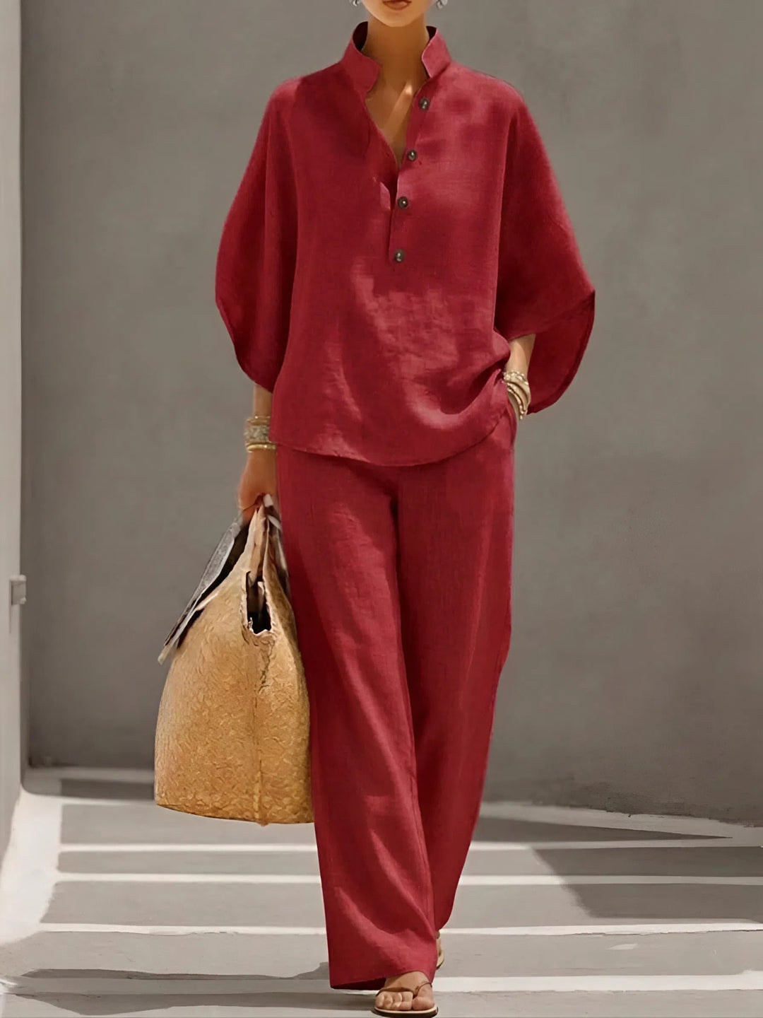 Sophia | Elegant And Breathable Relaxed Button-Up Set 5