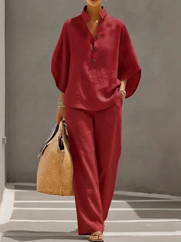 Sophia | Elegant And Breathable Relaxed Button-Up Set 5