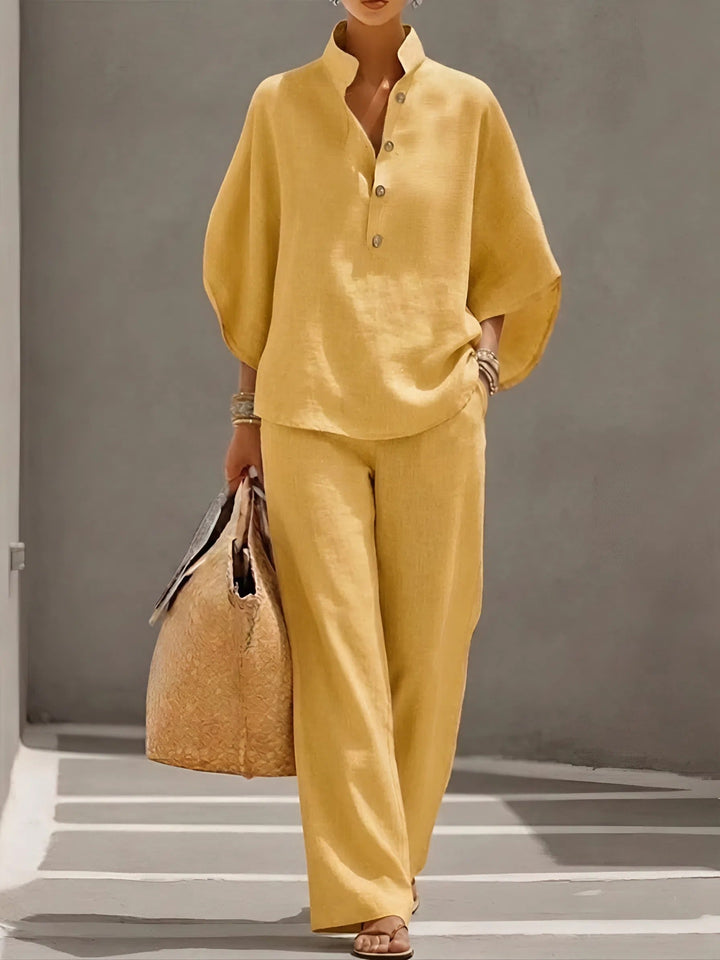 Sophia | Elegant And Breathable Relaxed Button-Up Set 6