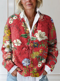 Elara | Gestepptes Blumen-Strickjacke
