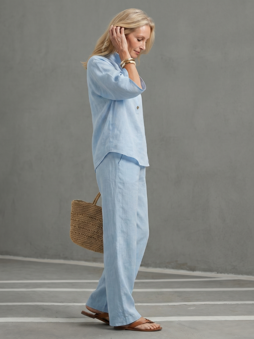 Sophia | Elegant Button-Front Tunic & Straight-Leg Trouser Set 1