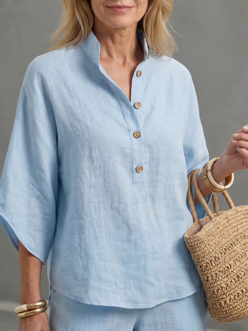 Sophia | Elegant Button-Front Tunic & Straight-Leg Trouser Set 2