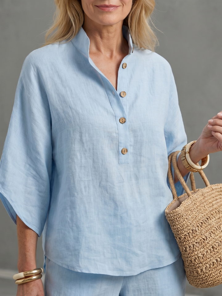 Sophia | Elegant Button-Front Tunic & Straight-Leg Trouser Set 2