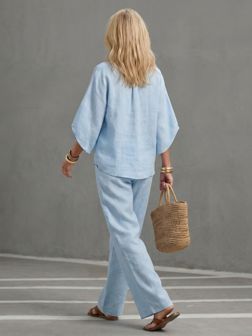 Sophia | Elegant Button-Front Tunic & Straight-Leg Trouser Set 3