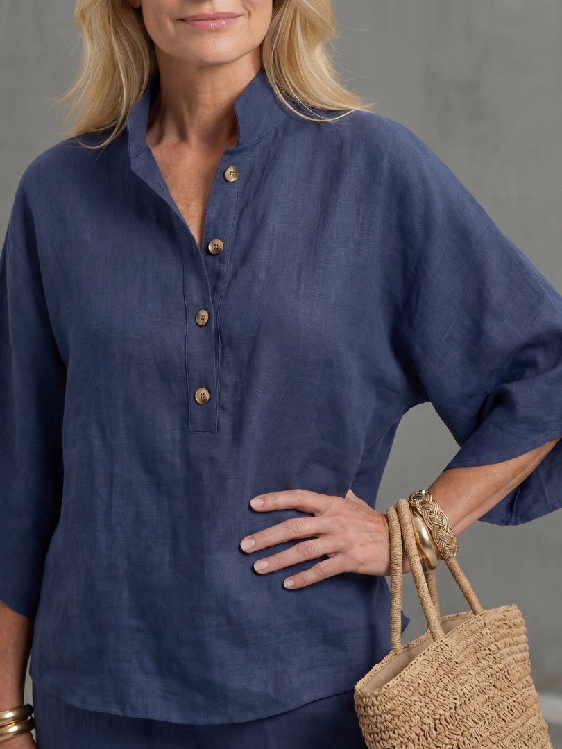 Sophia | Elegant Button-Front Tunic & Straight-Leg Trouser Set 5