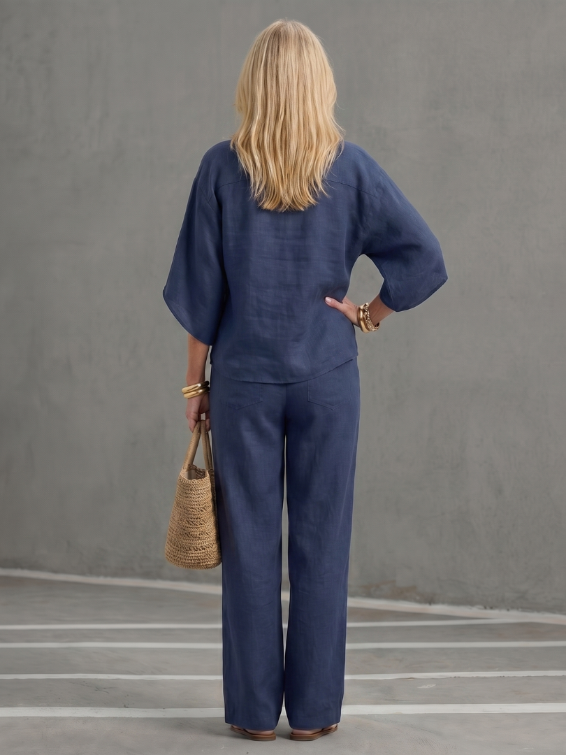 Sophia | Elegant Button-Front Tunic & Straight-Leg Trouser Set 6