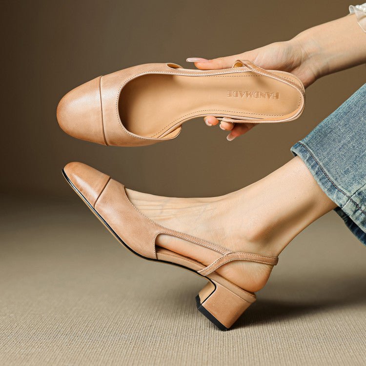 Sophia | Elegant Genuine Leather Slingback Pumps 0