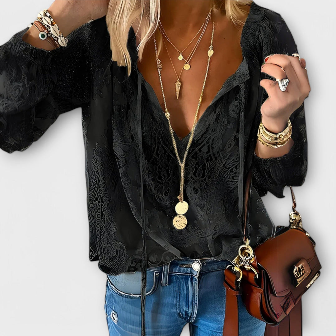 Sophia | Elegant V-Neck Long Sleeve Lace Blouse 1