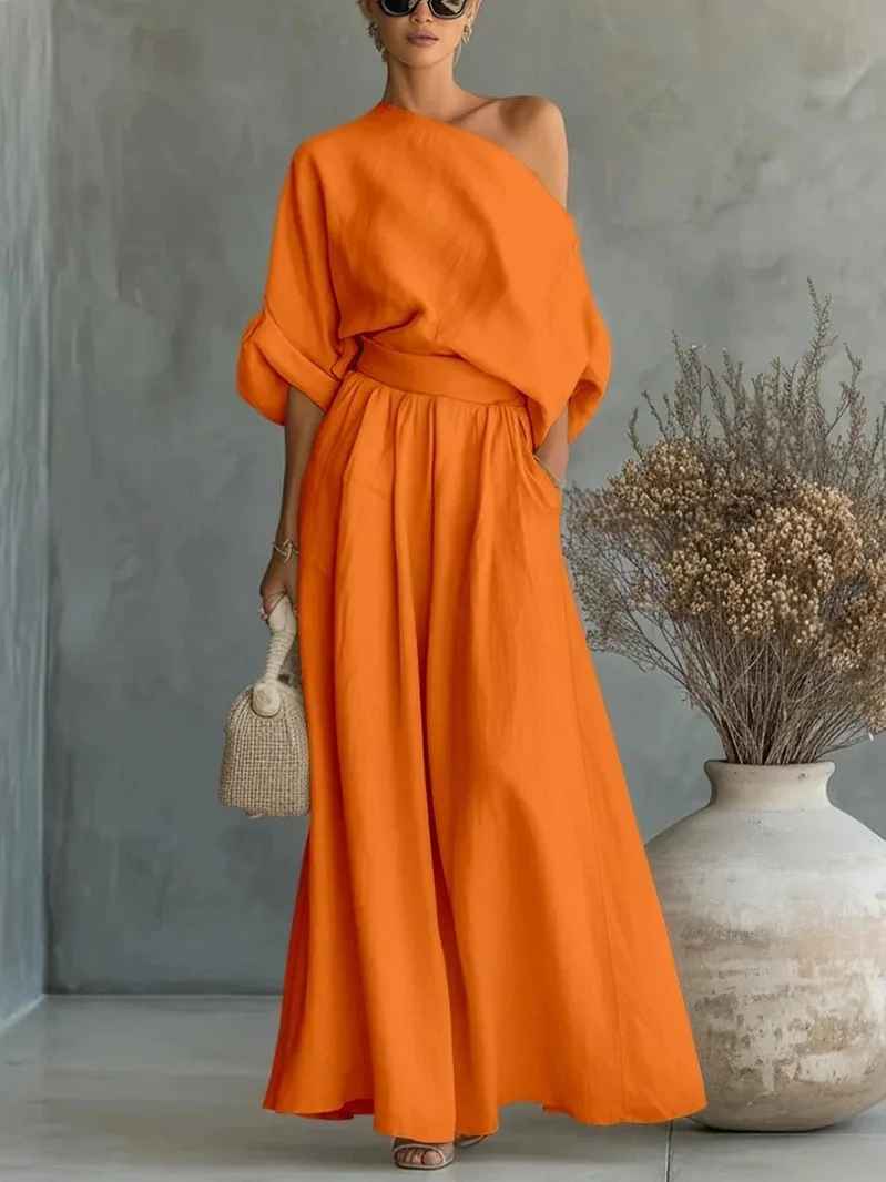 Sophia | Feminine And Flowy Off The Shoulder Two Piece Set 1