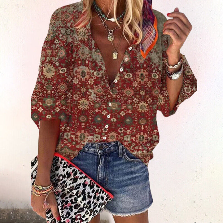 Sophia | Vibrant Botanical Printed Button-Up Blouse 3