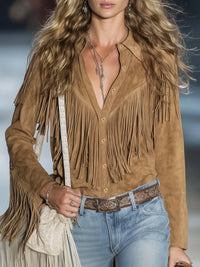 Karen | Western Fringe Long Sleeve Shirt For Woman