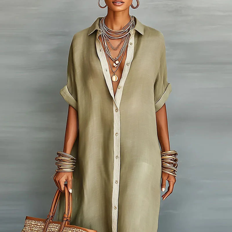 Sophie | Elegant Button-Down Maxi Shirt Dress 2