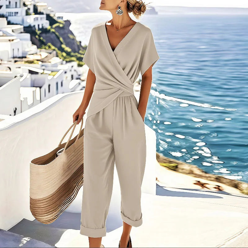 Sophie | Elegant Women's Two Piece Set with Wrap Top and Cropped Pants 0