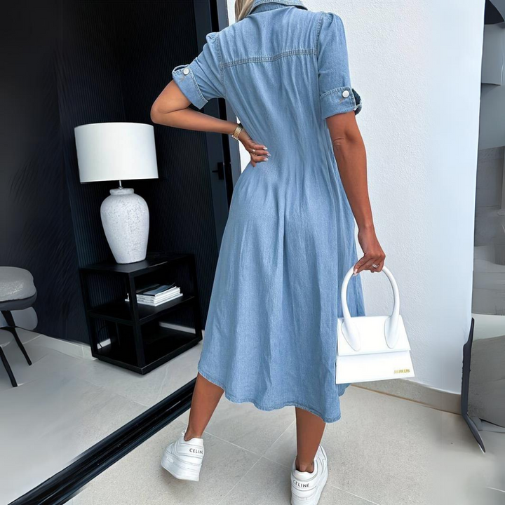 Sophie | Premium Button-Front Denim Midi Dress 4