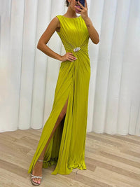 Evelyn | Elegant Pleated Maxi Wedding Guest Dress