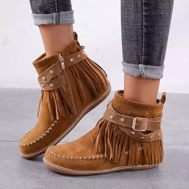 Susanna | Bohemian And Comfortable Fringe Ankle Boots 0
