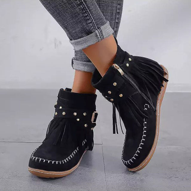Susanna | Bohemian And Comfortable Fringe Ankle Boots 1