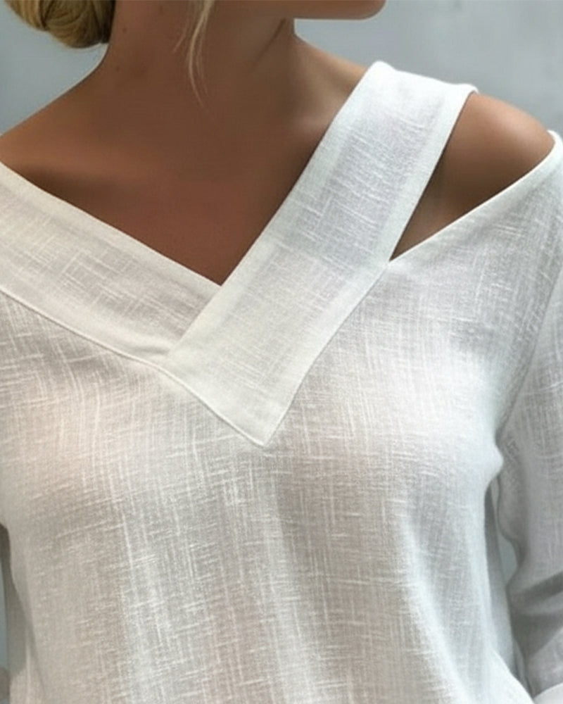 Tamara | Asymmetric V-Neck & Relaxed Fit Women's Top 2