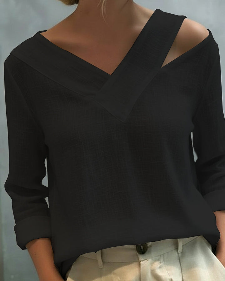 Tamara | Asymmetric V-Neck & Relaxed Fit Women's Top 3