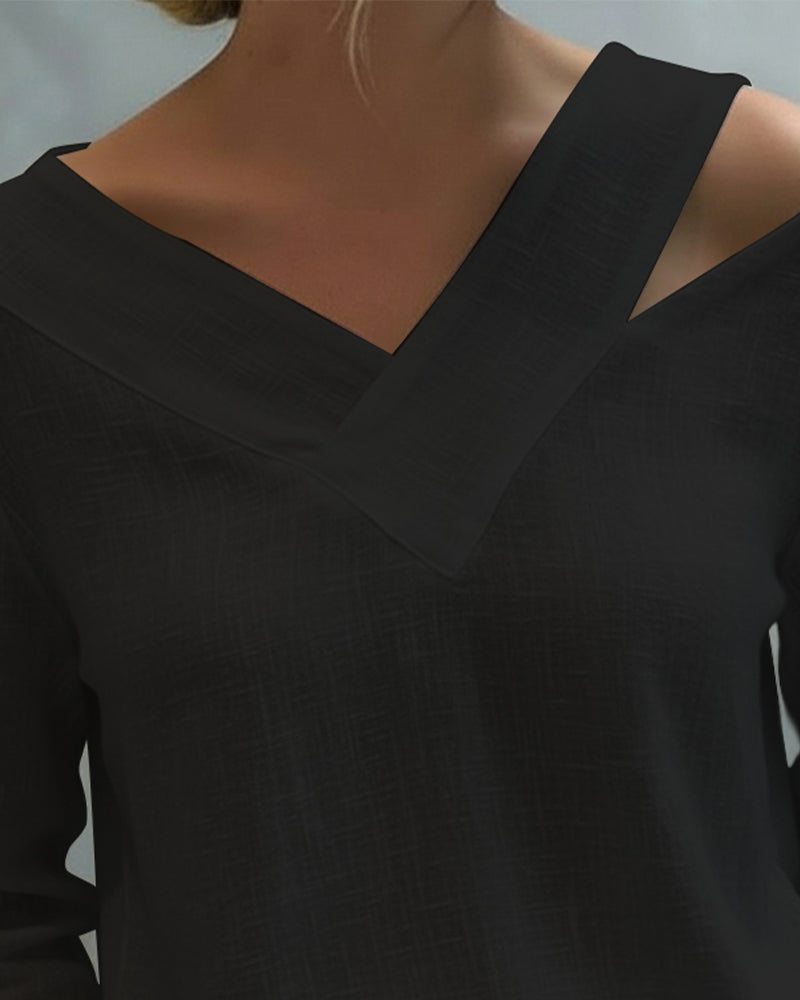 Tamara | Asymmetric V-Neck & Relaxed Fit Women's Top 5