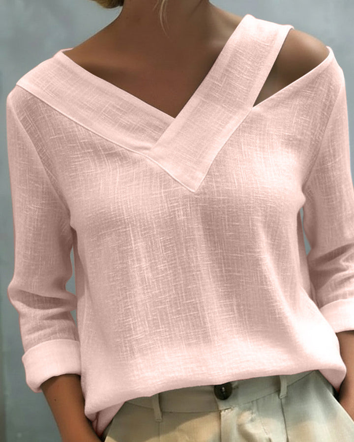 Tamara | Asymmetric V-Neck & Relaxed Fit Women's Top 6