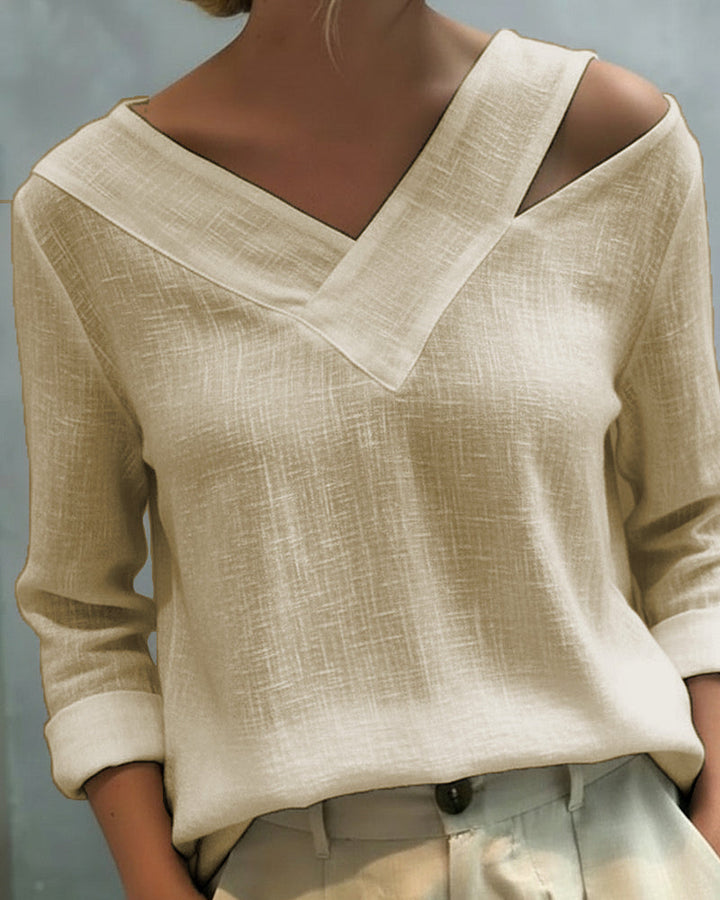 Tamara | Asymmetric V-Neck & Relaxed Fit Women's Top 9