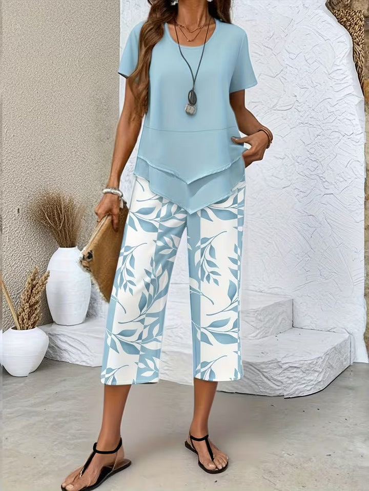 Tamra | Sophisticated Leaf Print Two-Piece Coordinated Set 1