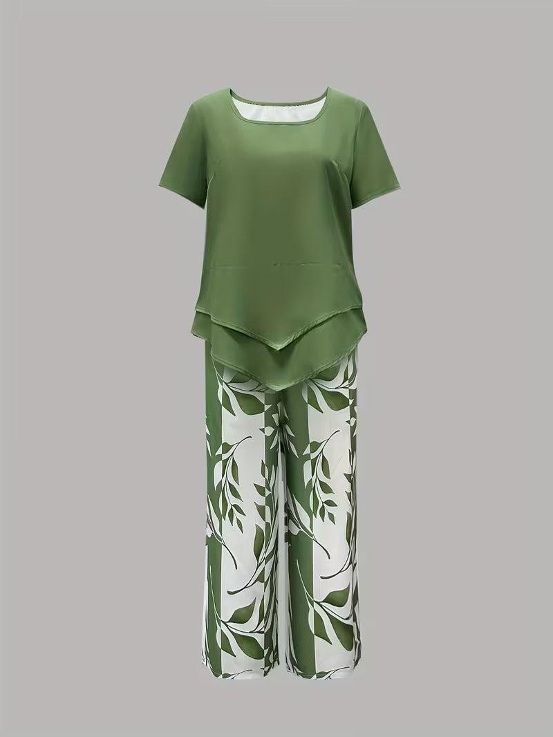 Tamra | Sophisticated Leaf Print Two-Piece Coordinated Set 4