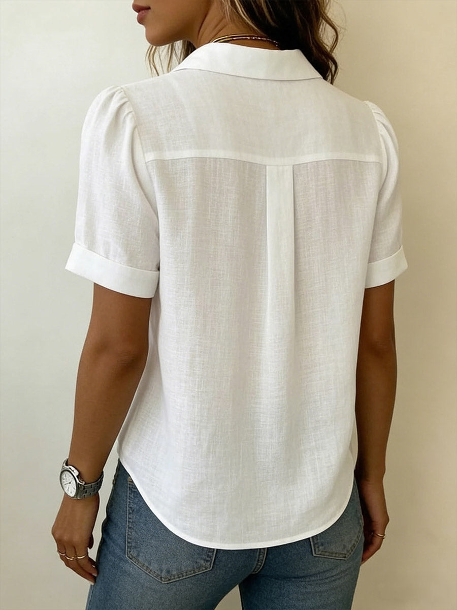 Tayla | Sophisticated Textured Short Sleeve Button-Up Shirt 1