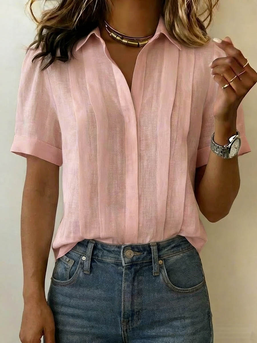 Tayla | Sophisticated Textured Short Sleeve Button-Up Shirt 3